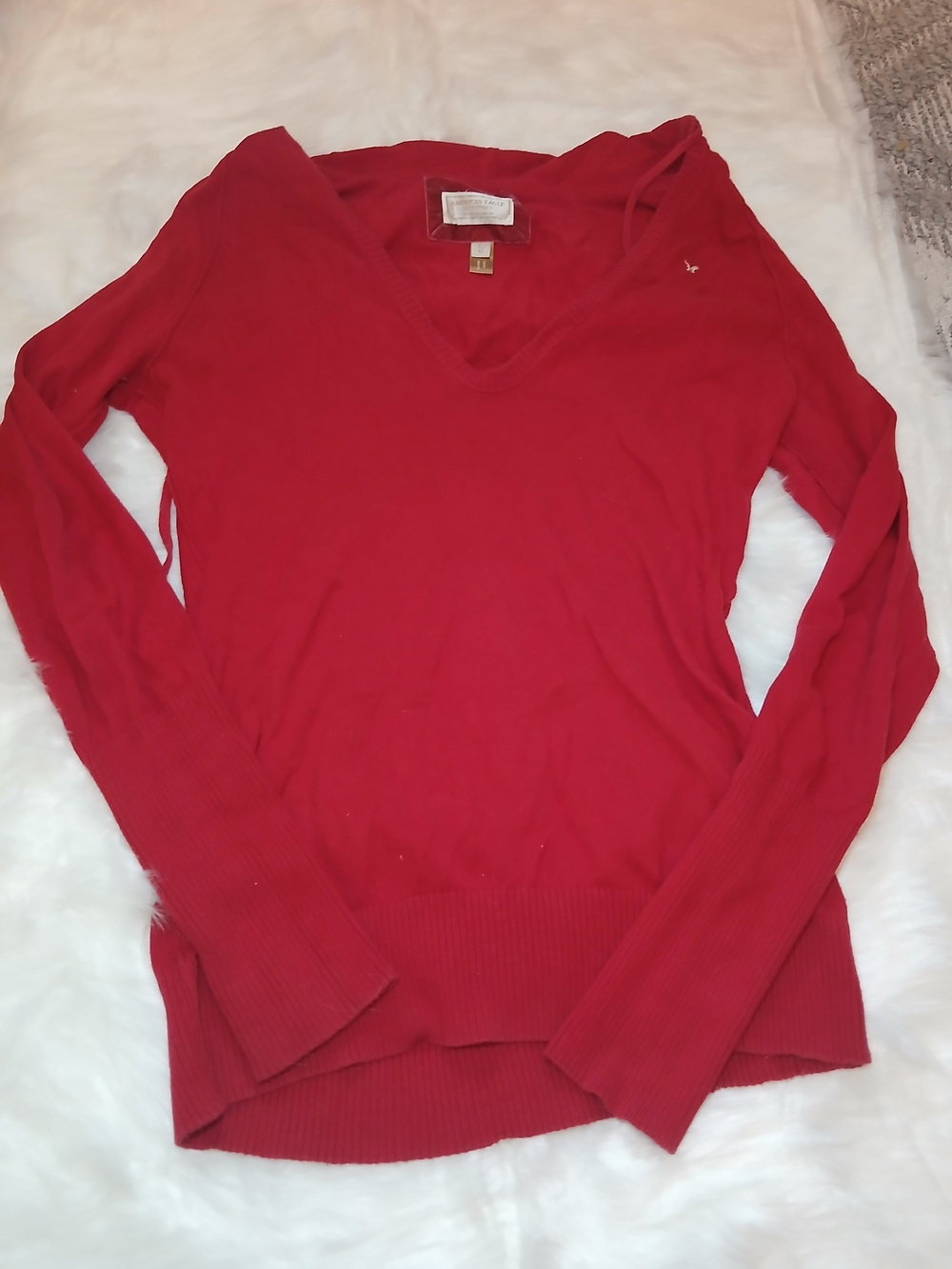 American Eagle Outfitters Women’s Red V-Neck Sweater